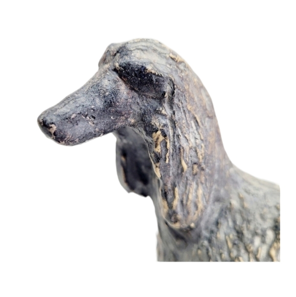 Vintage? Solid Clay Afganhound Dog Sculpture by Unknown Artist - Picture 9 of 11